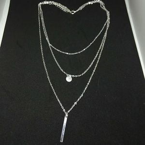 New Silver Minimalistic Style Three Layer Necklace